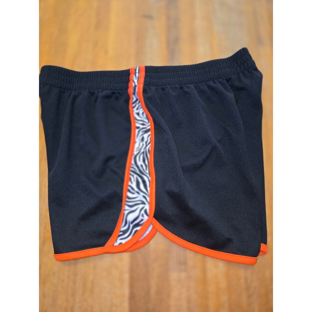 Activewear by Jennifer Lauren Women LG Black Orange Zebra Mesh Running Shorts - Picture 6 of 7